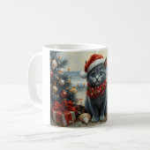 Russisch Blauwe Kat Kerst  Strand Koffiemok (Voorkant links)