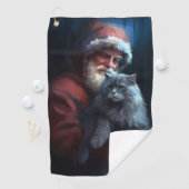 Russisch Blauwe Kat Kerstman Festieve Kerstmis Golfhanddoek (Insitu)