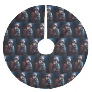 Russisch Blauwe Kat Kerstman Festive Kerstmis Kerstboom Rok