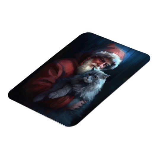Russisch Blauwe Kat Sinterklaas Feestelijke Kerstm Magneet (Linkerzijde)