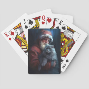 Russisch Blauwe Kat Sinterklaas Feestelijke Kerstm Pokerkaarten