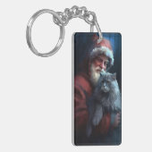 Russisch Blauwe Kat Sinterklaas Feestelijke Kerstm Sleutelhanger (Voorkant Links)