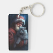 Russisch Blauwe Kat Sinterklaas Feestelijke Kerstm Sleutelhanger (achterkant)