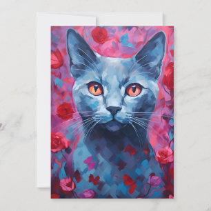 Russisch Blauwe kat Valentijnsdag Feestdagenkaart