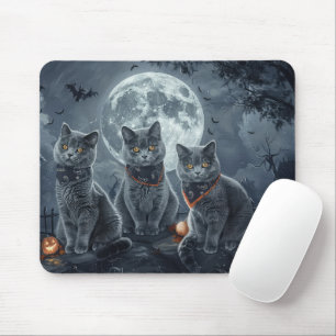 Russisch Blauwe Katten Halloween Griezelen Muismat