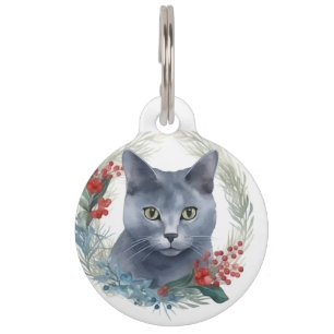 Russisch Blauwe Katten Kerstkrans Festieve Kitten Huisdierpenning