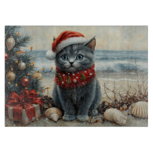 Russisch Blauwe Katten Kerstmis Vintage Strand Snijplank
