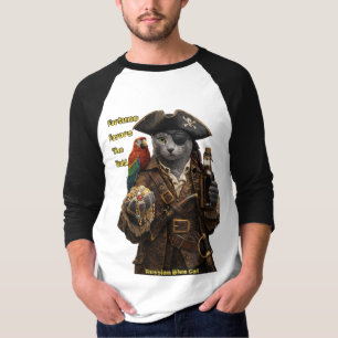 Russisch Blauwe Piraat Kat – Het Geluk Staat Aan D T-shirt