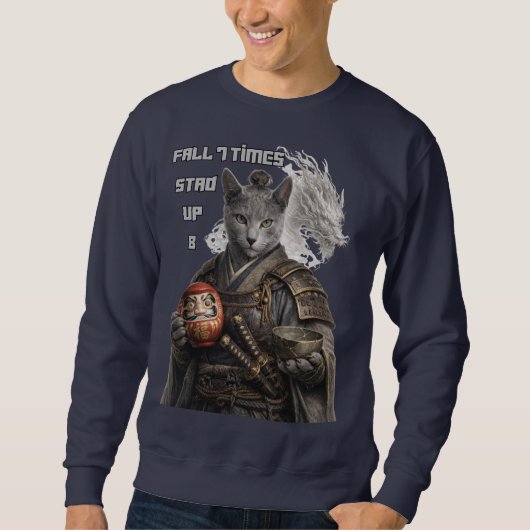 Russisch Blauwe Samurai Kat Trui (Voorkant)