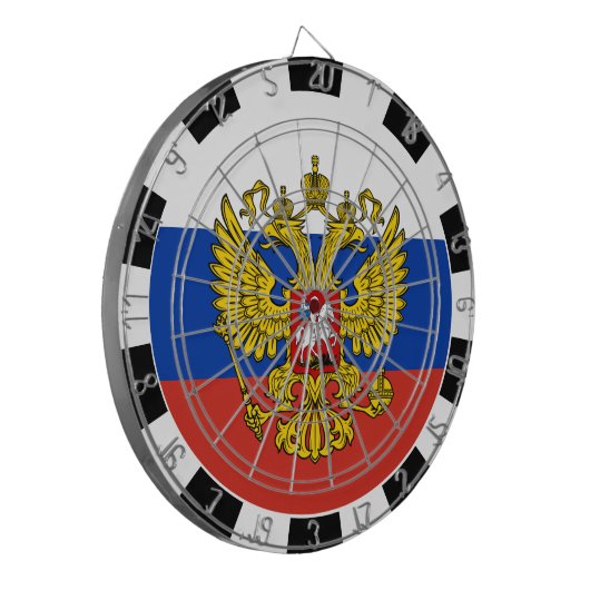 Russisch dartboard en Russisch vlag/spelbord Dartbord (Voorkant Links)