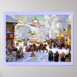 Russisch dorp in de winter poster