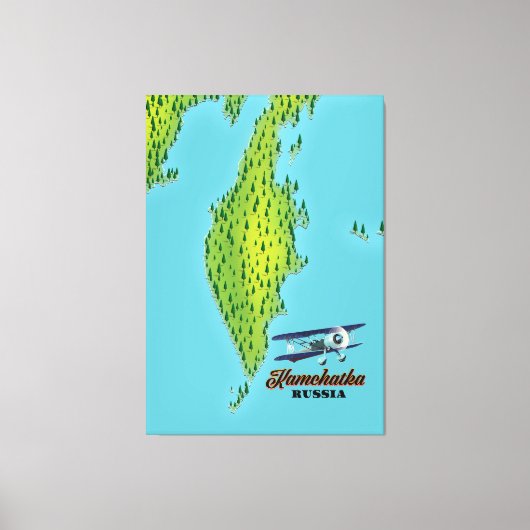 Russisch Kamchatka-schiereiland: reiskaart. Canvas Afdruk (Voorkant)