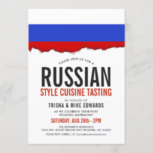 Russisch keuken Flag White Invite Kaart