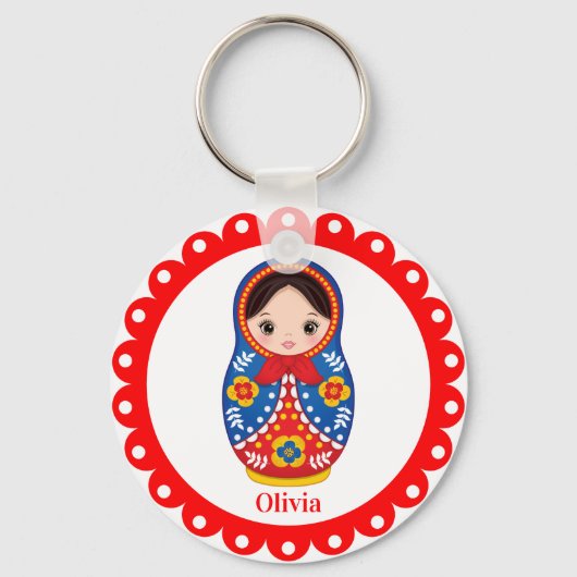 Russisch Matryoshka, Nesting Babushka Doll Sleutel Sleutelhanger (Voorkant)
