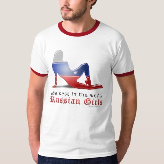 Russisch meisje Silhouette vlag T-shirt (Voorkant)