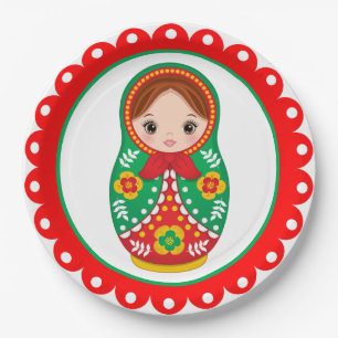 Russisch Nesting Doll Matryoshka-Bord Papieren Bordje