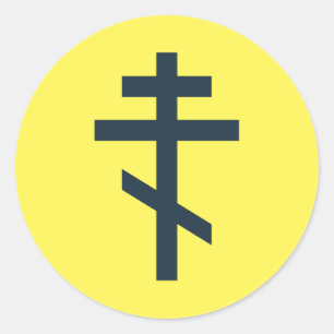 Russisch-orthodox kruis ronde sticker