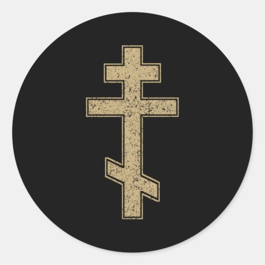 Russisch-Orthodox Kruis Slavisch-Byzantijns Kruis Ronde Sticker (Voorkant)