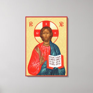 Russisch orthodoxe icoon van Jezus Christus Canvas Afdruk