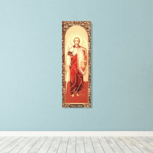 Russisch pictogram Archangel Michael Wrapped Canva Canvas Afdruk (Insitu (Houten vloer))