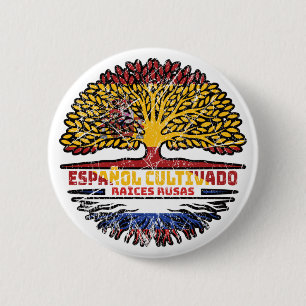 Russisch - Spanje - vlag van boomstammen Ronde Button 5,7 Cm