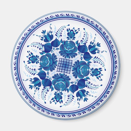 Russisch traditioneel ornament in Gzhel-stijl Magneet (Voorkant)