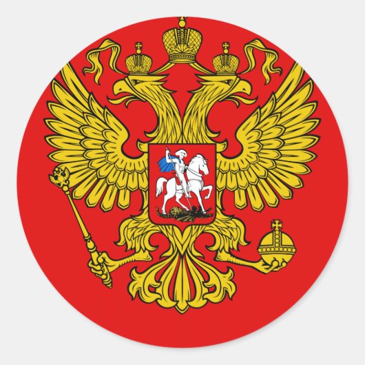 Russisch wapenschild ronde sticker (Voorkant)