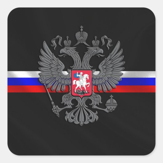 Russisch wapenschild vierkante sticker (Voorkant)