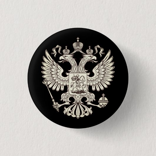 Russisch wapenschild - witte versie ronde button 3,2 cm (Voorkant)