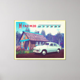 Russische auto en Dacha Canvas Afdruk