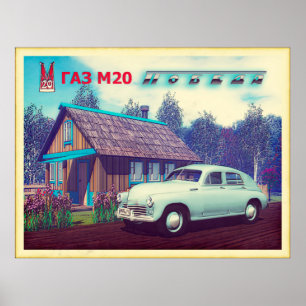 Russische auto en Dacha Poster