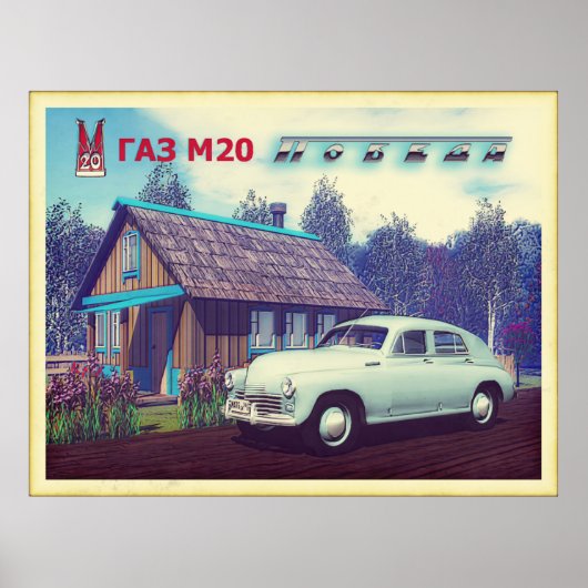 Russische auto en Dacha Poster (Voorkant)