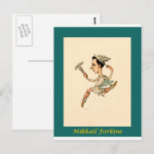 Russische balletkarikatuur ~ Mikhail Fokine Briefkaart (Voorkant / Achterkant)