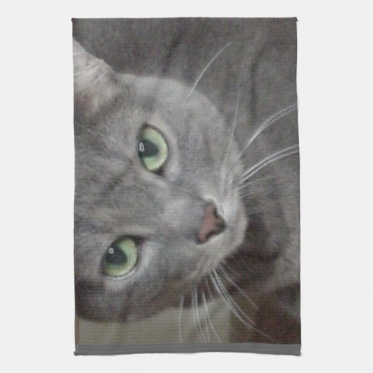 Russische blauwe grijze kat theedoek (Verticaal)