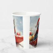 Russische Blauwe Kat In Sledge Laat Het Sneeuw Ker Papieren Bekers (Links)