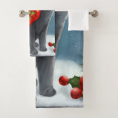 Russische Blauwe Kat in Sneeuw Kerstmis Bad Handdoek (Insitu)