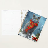 Russische Blauwe Kat in Sneeuw Kerstmis Planner (Display)