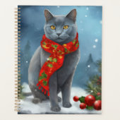 Russische Blauwe Kat in Sneeuw Kerstmis Planner (Voorkant)