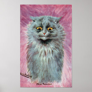 Russische blauwe kat, Louis Wain Poster