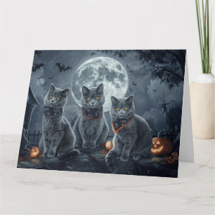Russische Blauwe Katten Halloween Spooky Kaart