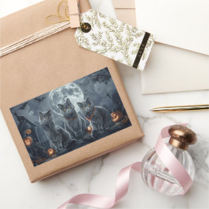 Russische Blauwe Katten Halloween Spooky Rechthoekige Sticker