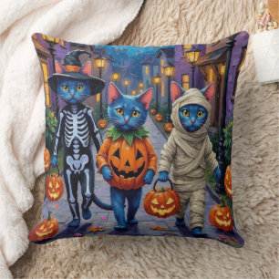 Russische Blauwe Katten in Halloween Kostuums Kussen