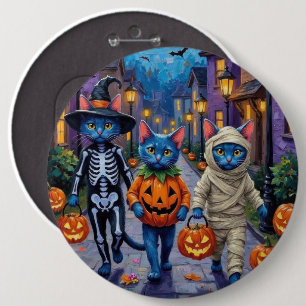 Russische Blauwe Katten in Halloween Kostuums Ronde Button 6,0 Cm
