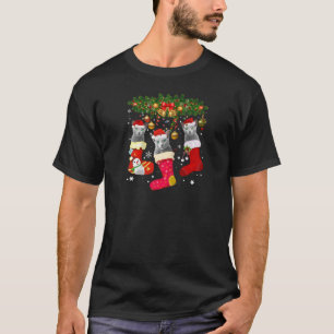 Russische blauwe katten met kerstsokken grappig Ru T-shirt