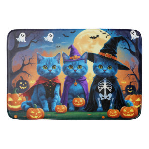 Russische blauwe katten pompoen Halloween grappig Badmat