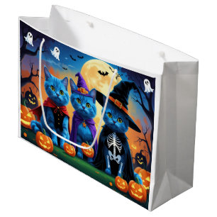 Russische blauwe katten pompoen Halloween grappig Groot Cadeauzakje