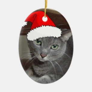 Russische Blauwe Kattenkerst Keramisch Ornament