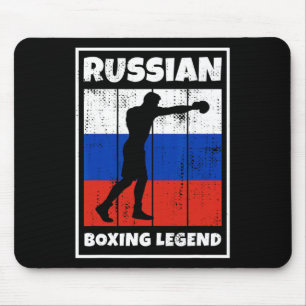 Russische bokslegende met vlag voor Russische boks Muismat