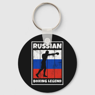 Russische bokslegende met vlag voor Russische boks Sleutelhanger