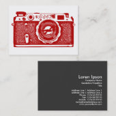Russische camera - Ruby op wit Visitekaartje (Voorkant / Achterkant)